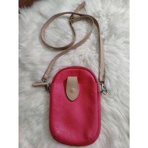 Davina Firenze small pink and tan Italian leather crossbody
